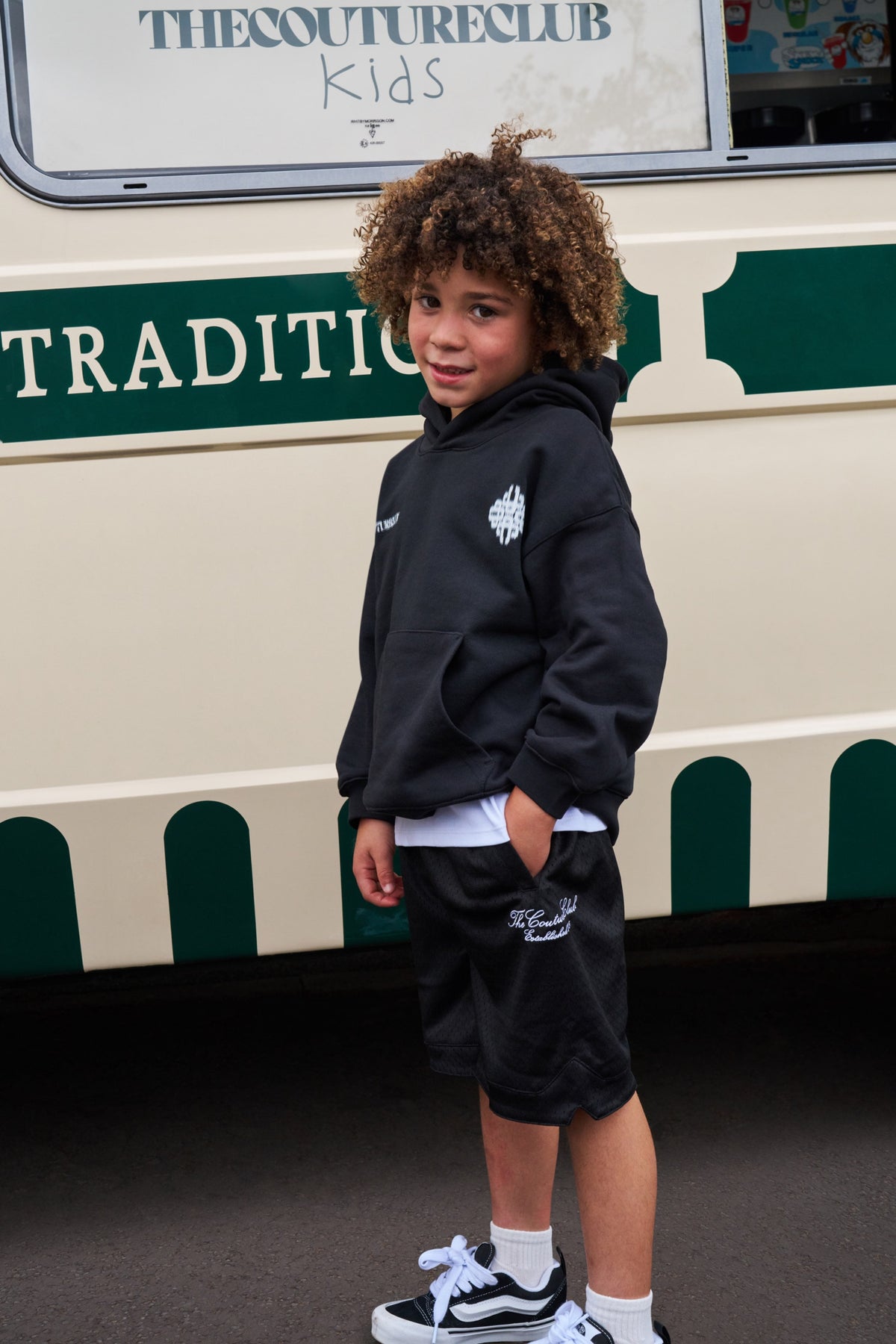 KIDS MOTION BLURRED HOODIE - BLACK