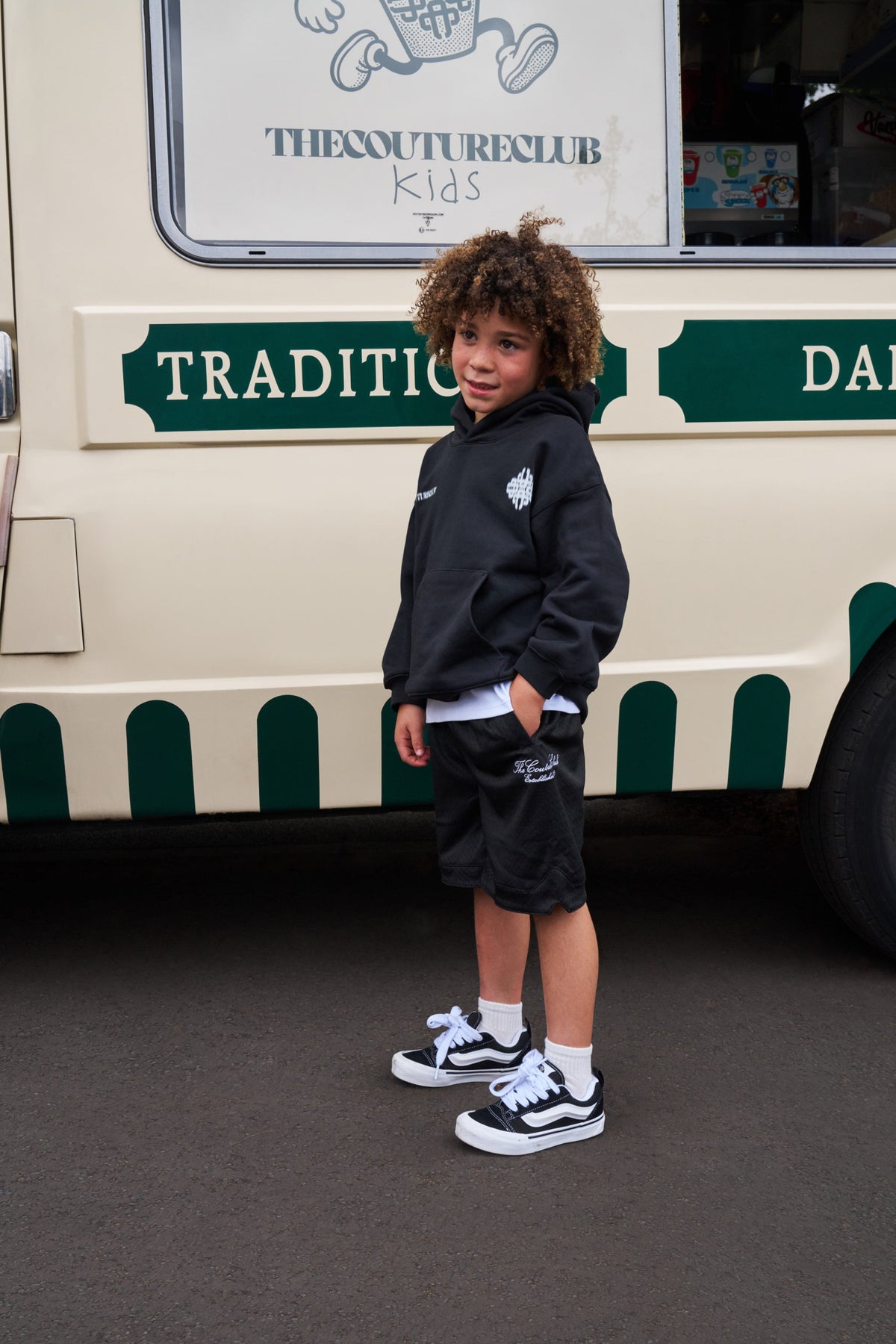 KIDS MOTION BLURRED HOODIE - BLACK
