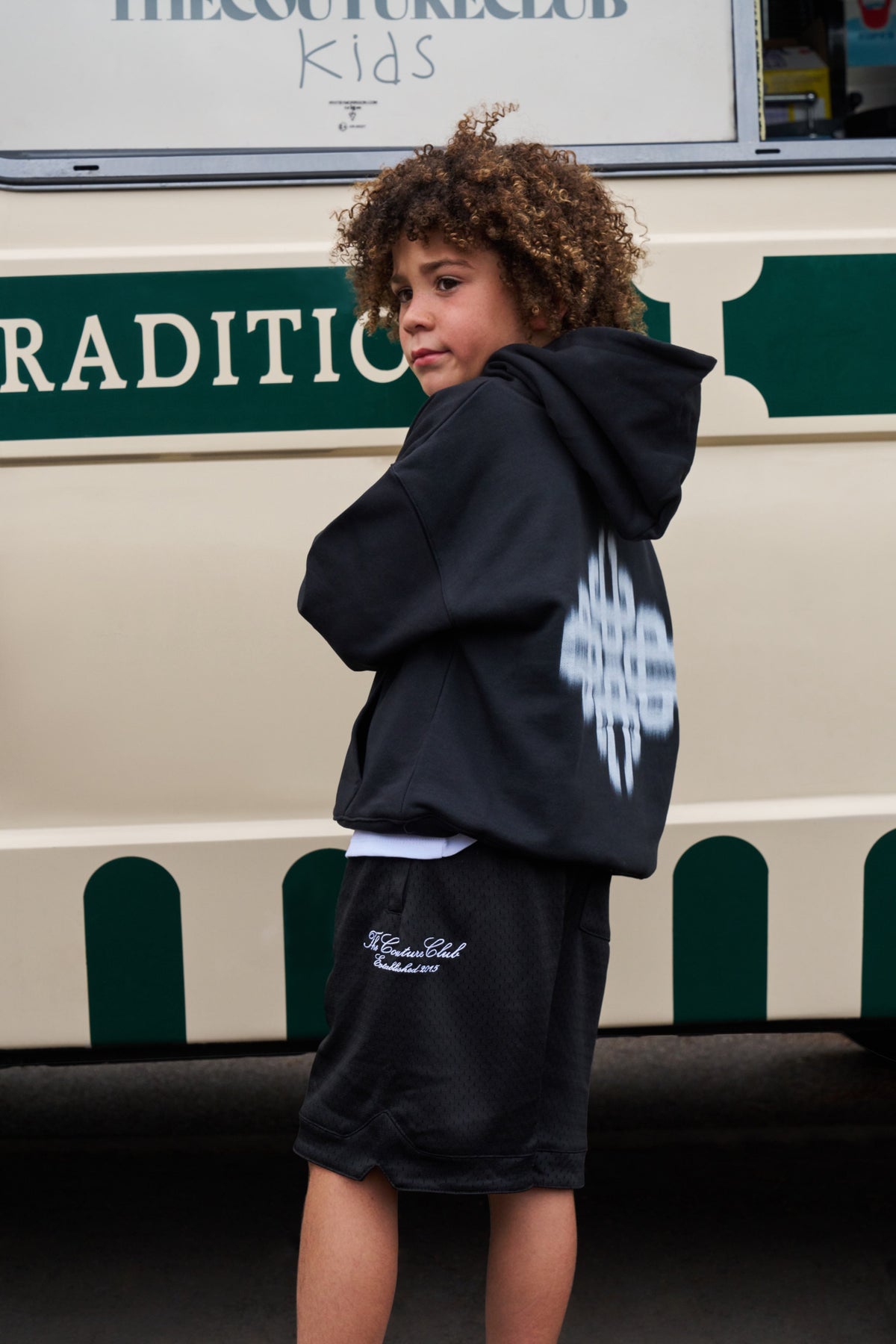 KIDS MOTION BLURRED HOODIE - BLACK