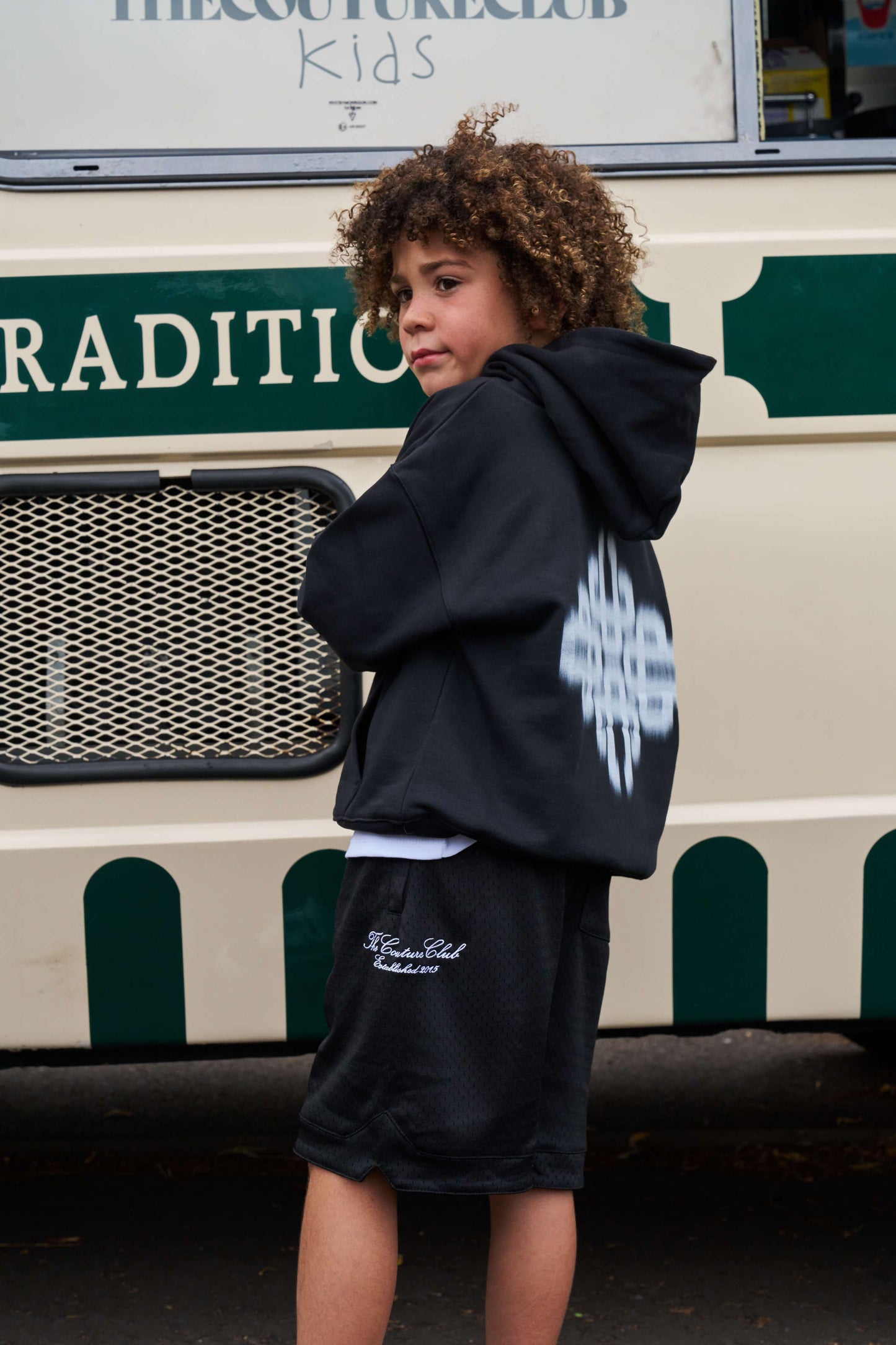 JUNIOR MOTION BLURRED HOODIE - BLACK