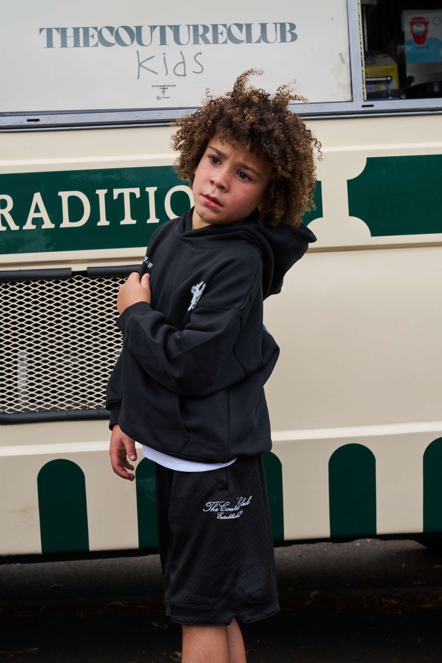 JUNIOR MOTION BLURRED HOODIE - BLACK