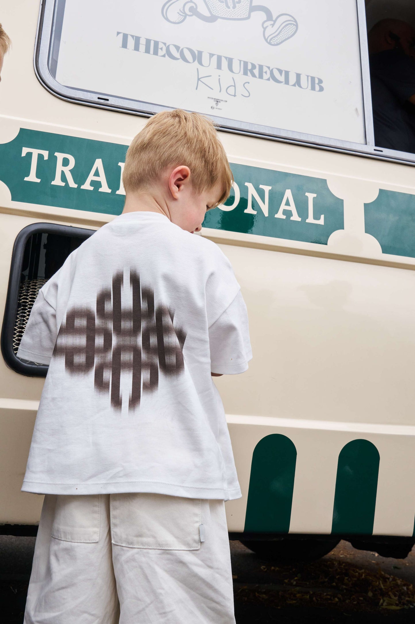 JUNIOR MOTION BLURRED T-SHIRT - OFF WHITE