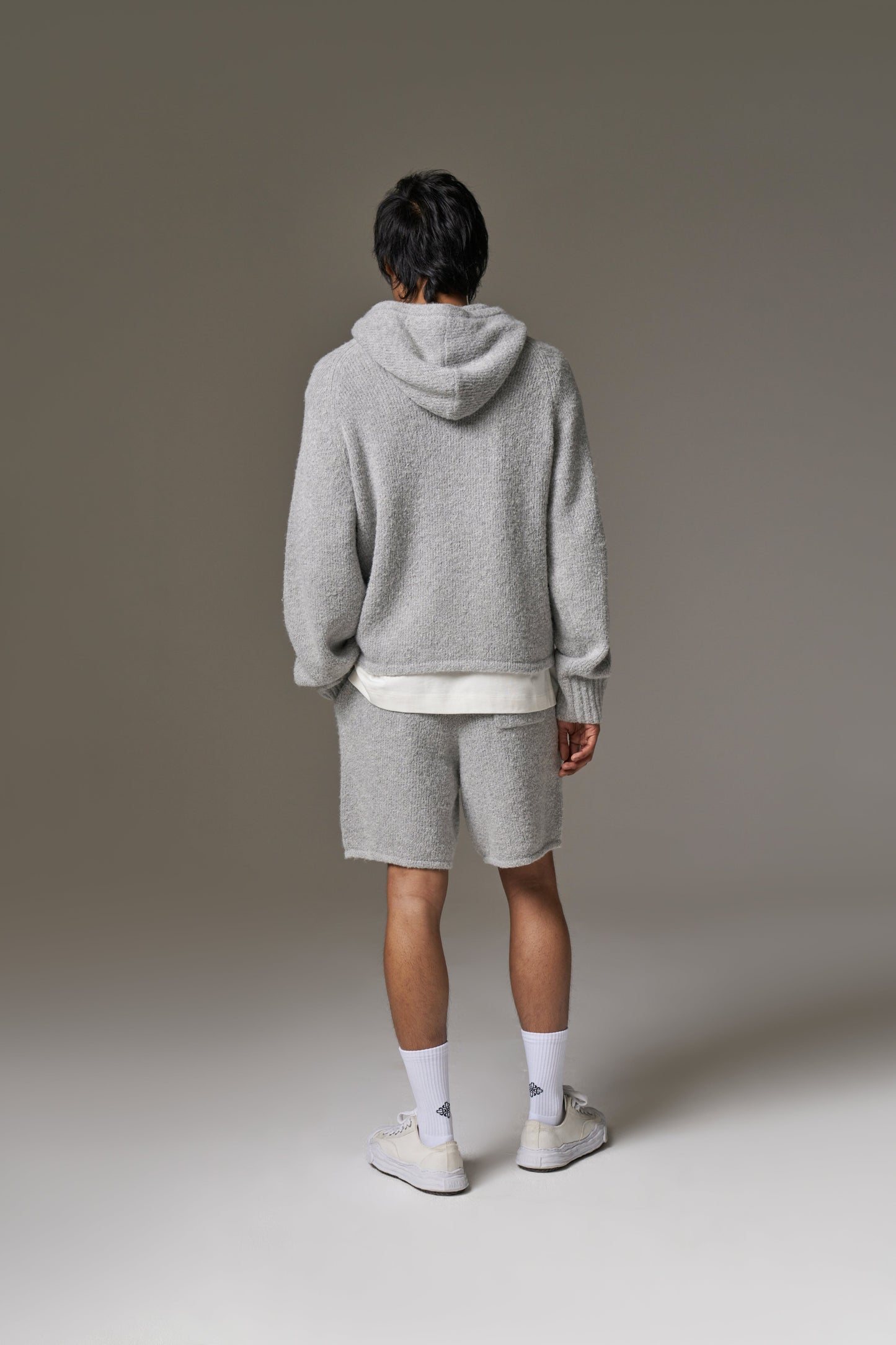 BOUCLE KNIT SHORTS - GREY MARL