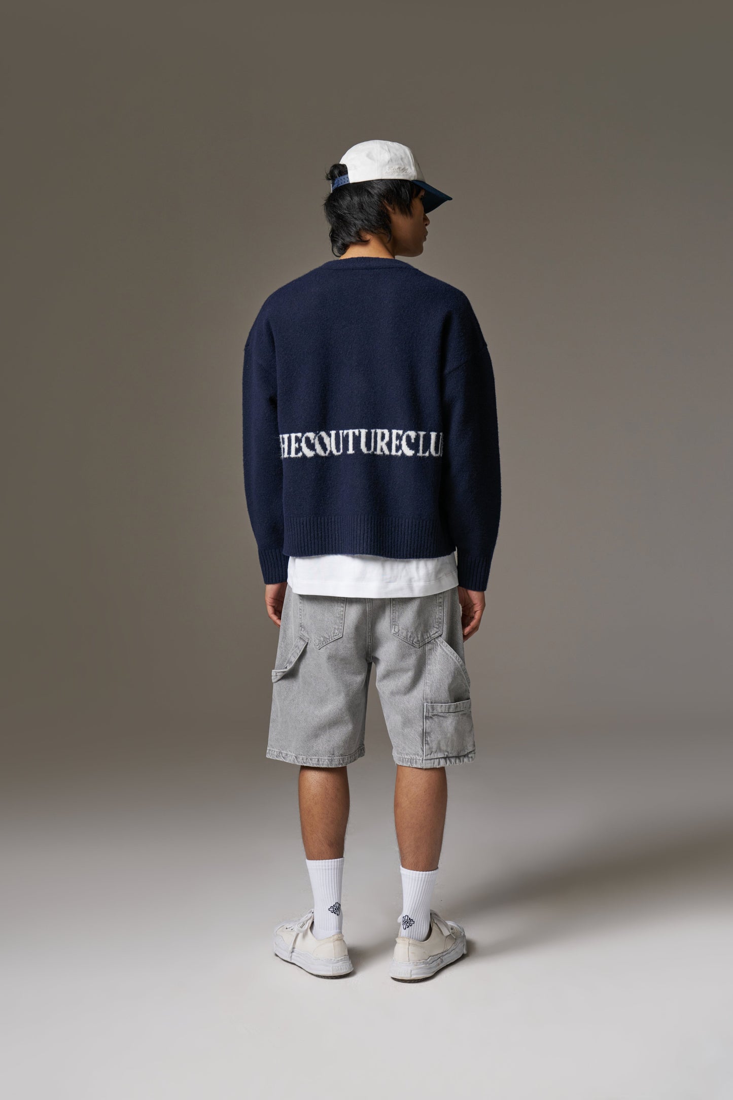 COPYRIGHT BRUSHED KNIT CARDIGAN - NAVY