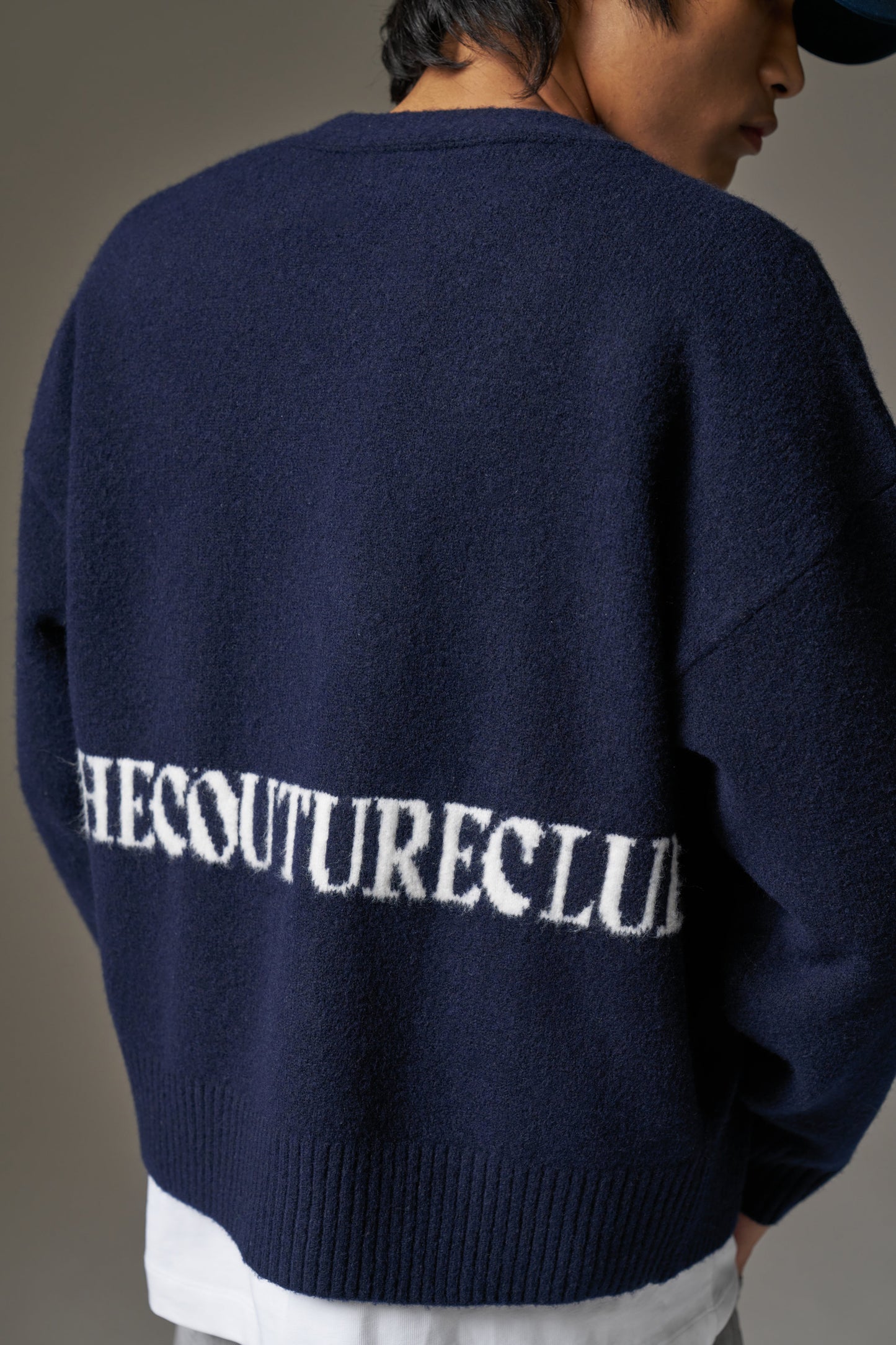 COPYRIGHT BRUSHED KNIT CARDIGAN - NAVY