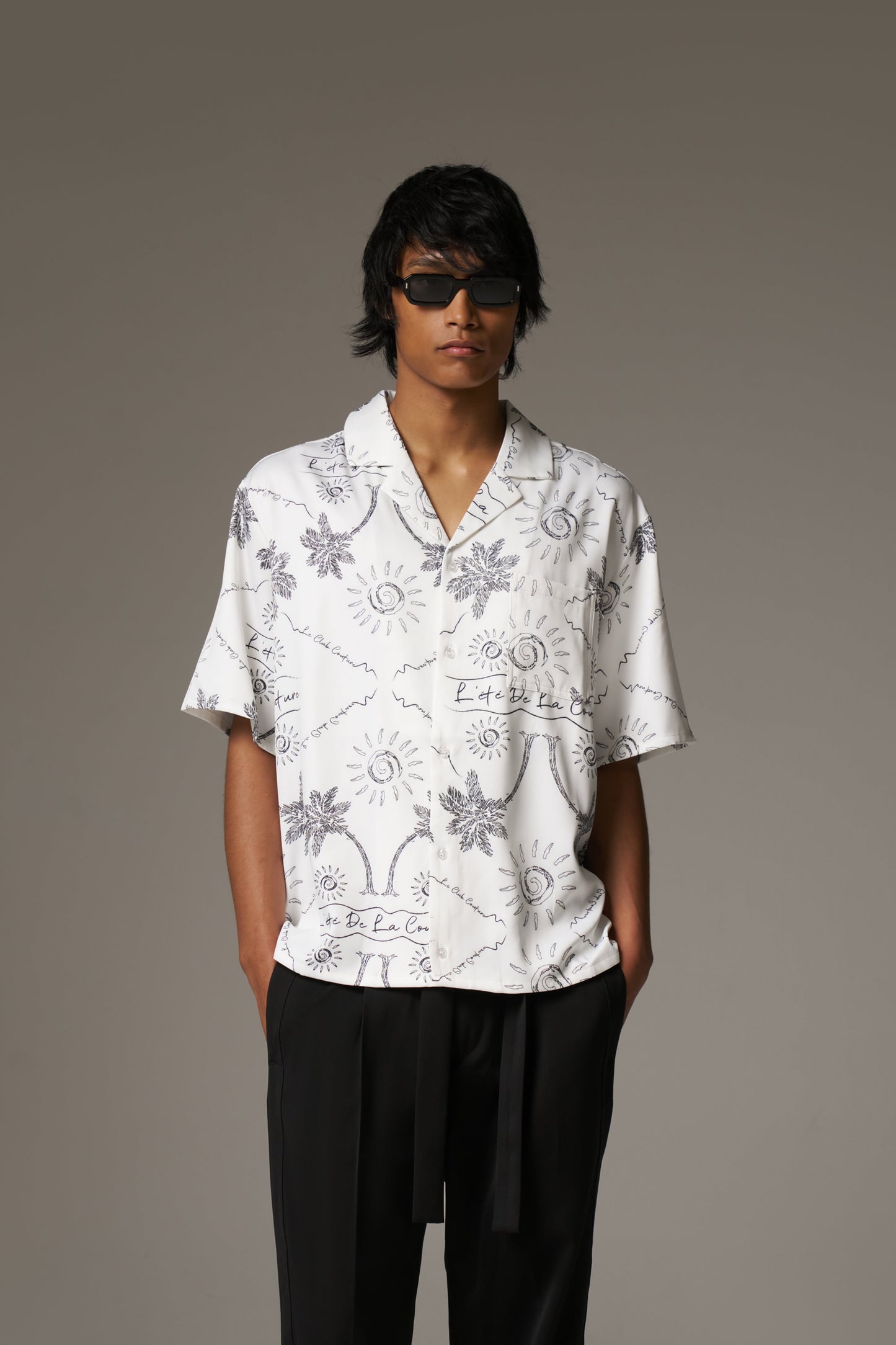 PALM PRINT SHIRT - WHITE