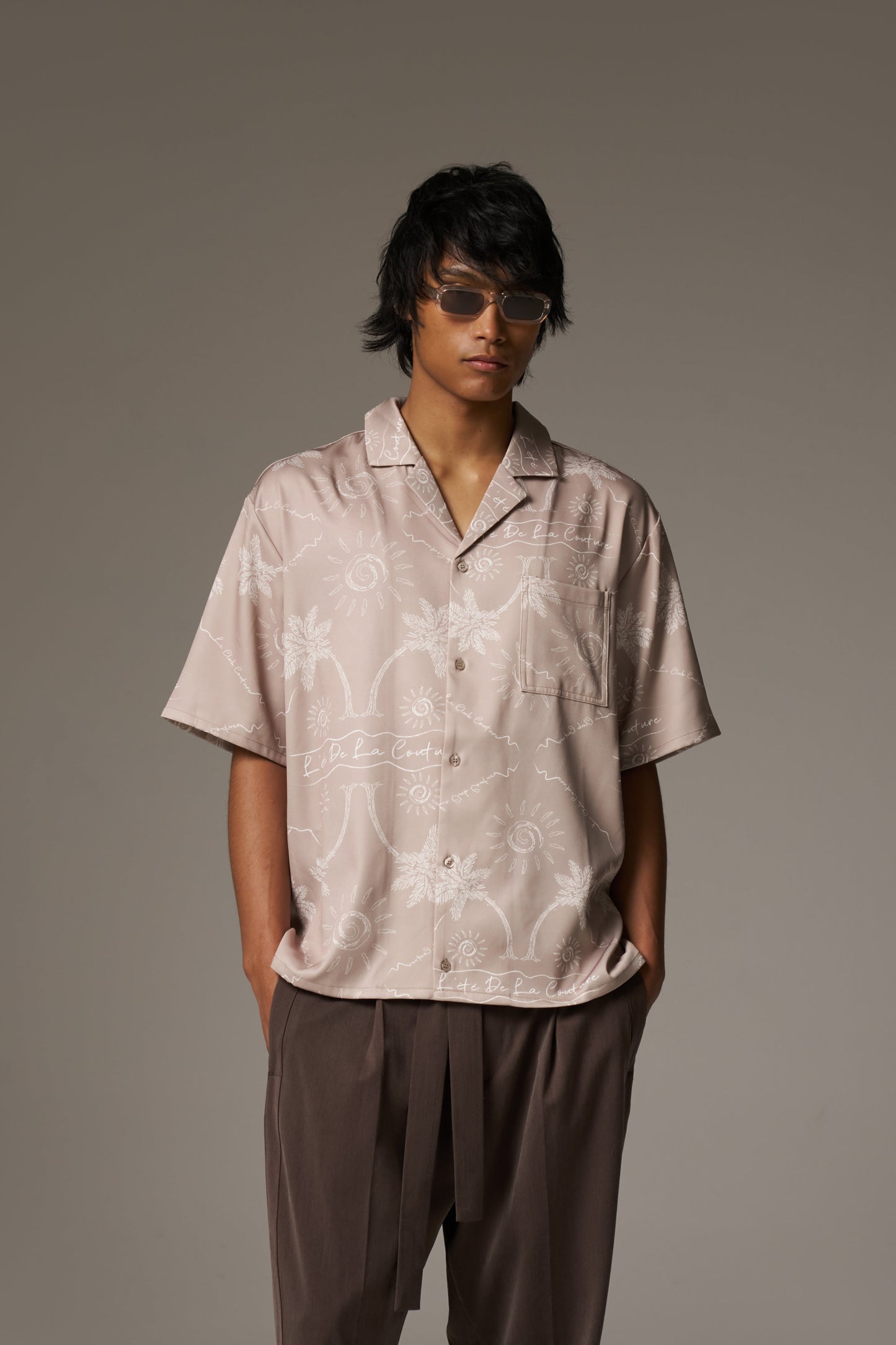 PALM PRINT SHIRT - BEIGE