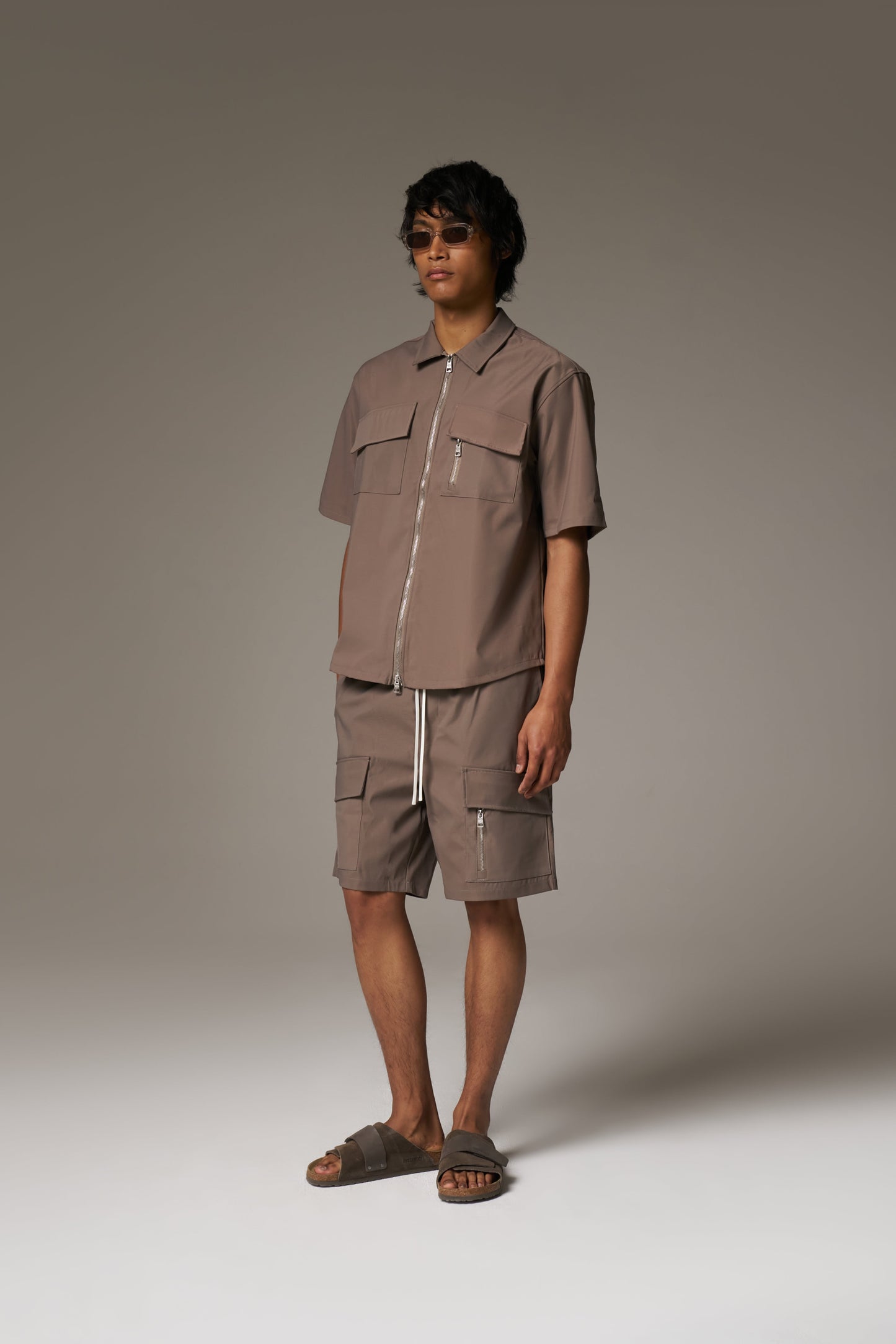 TECHNICAL HEAVYWEIGHT ZIP OVERSHIRT - COFFEE