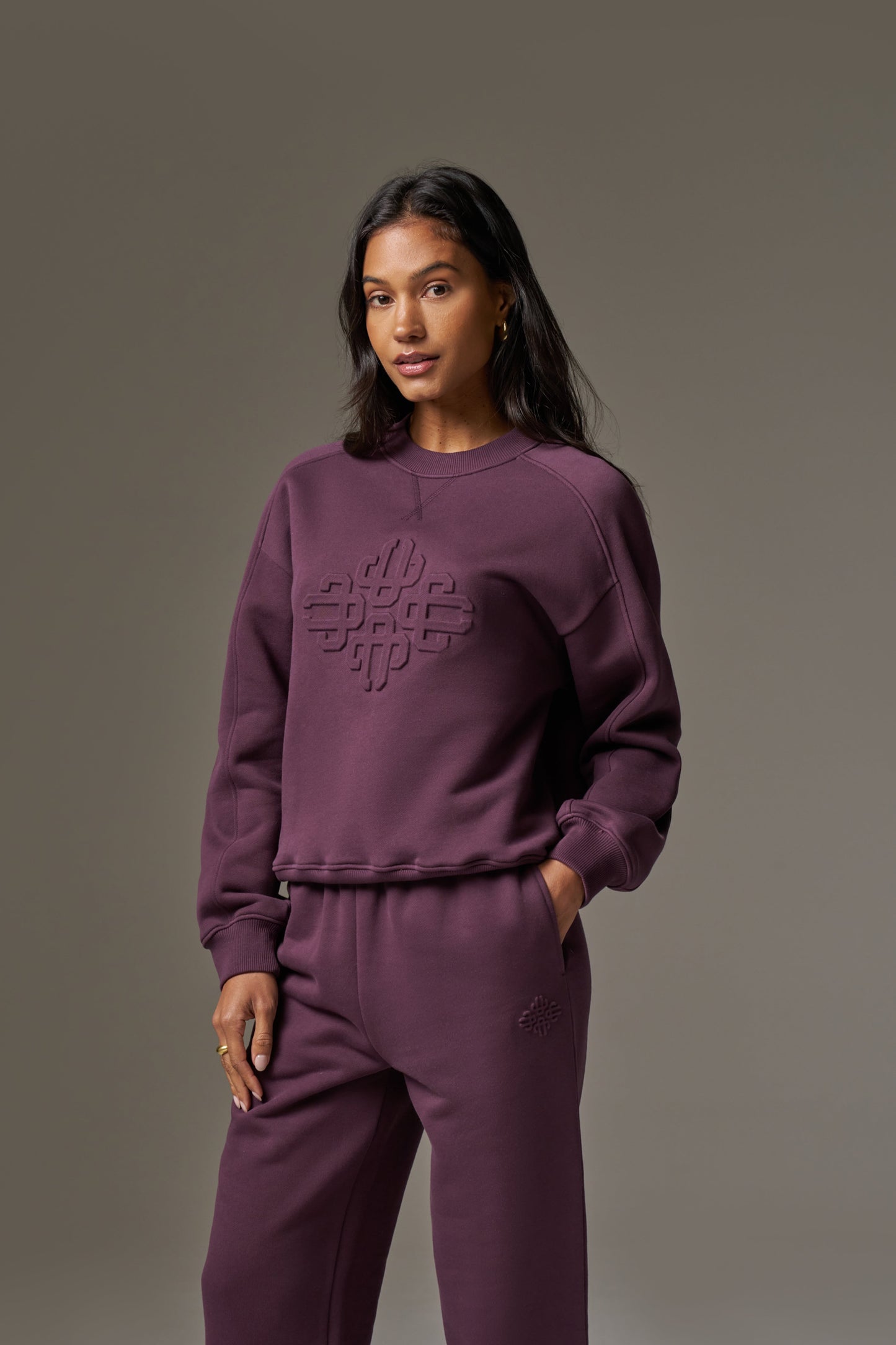 EMBOSSED SWEATSHIRT - PLUM