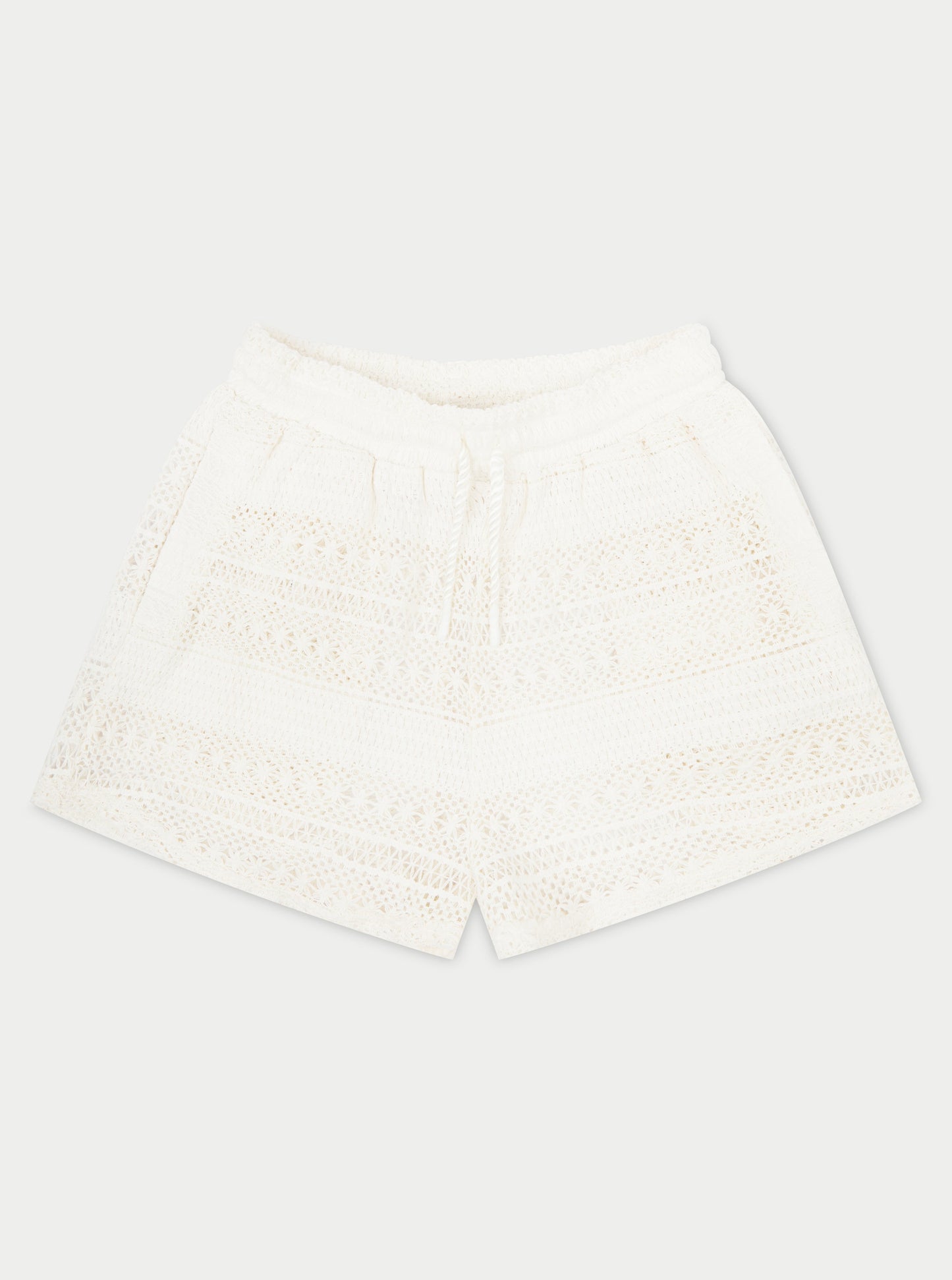 TEXTURED CROCHET SHORTS - OFF WHITE