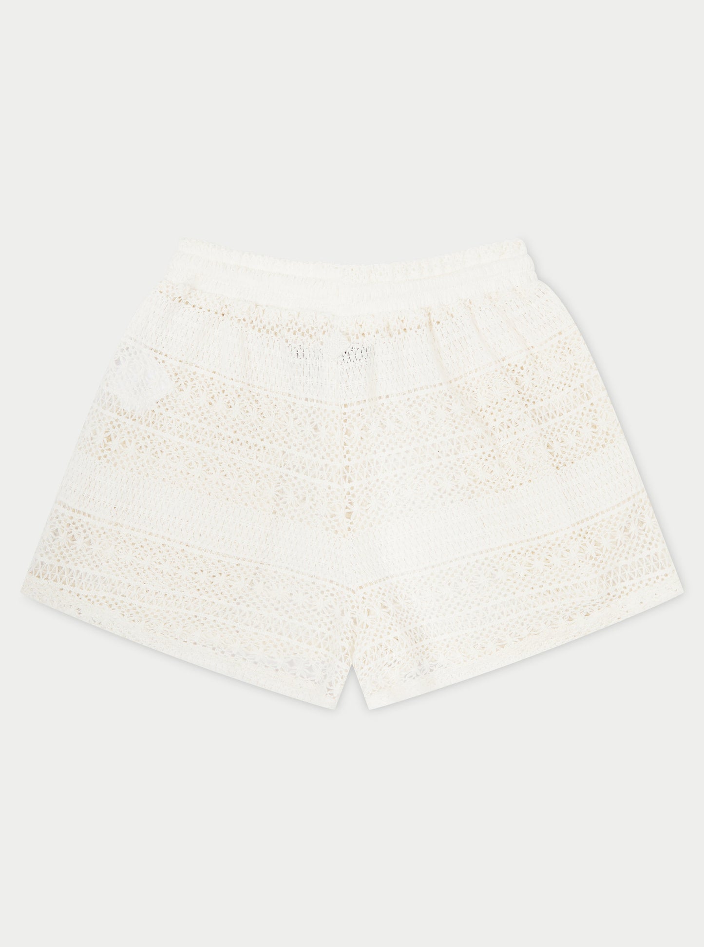 TEXTURED CROCHET SHORTS - OFF WHITE