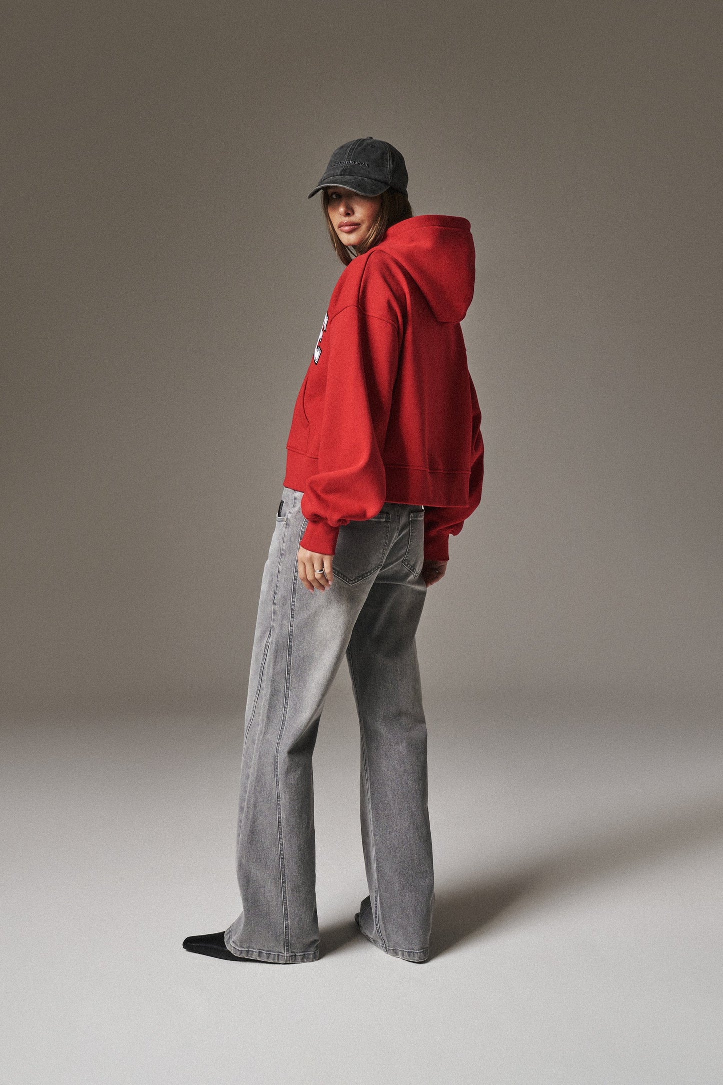 CTRE CROPPED ZIP THROUGH HOODIE - RED