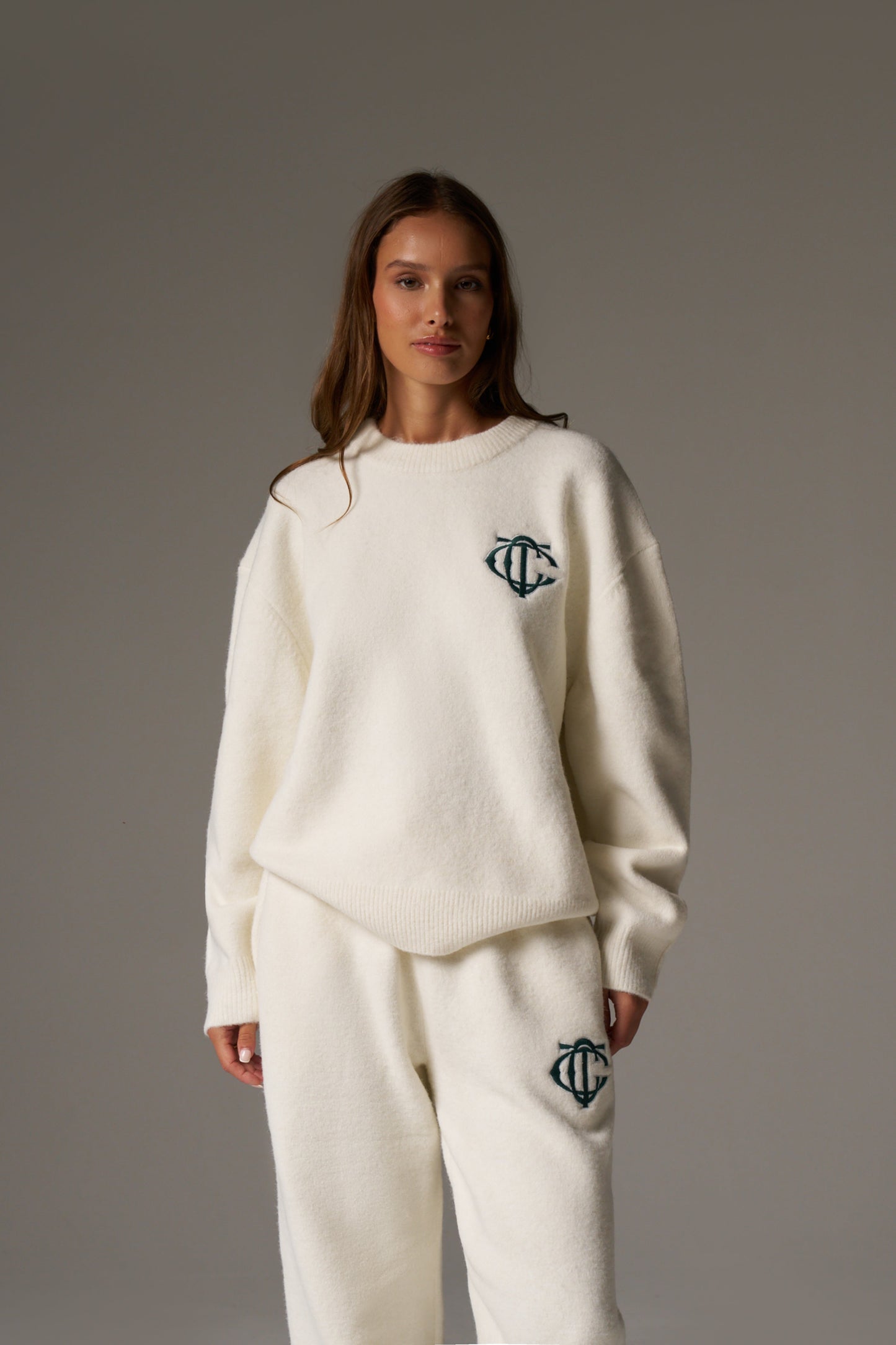 MONOGRAM KNITTED CREW - OFF WHITE