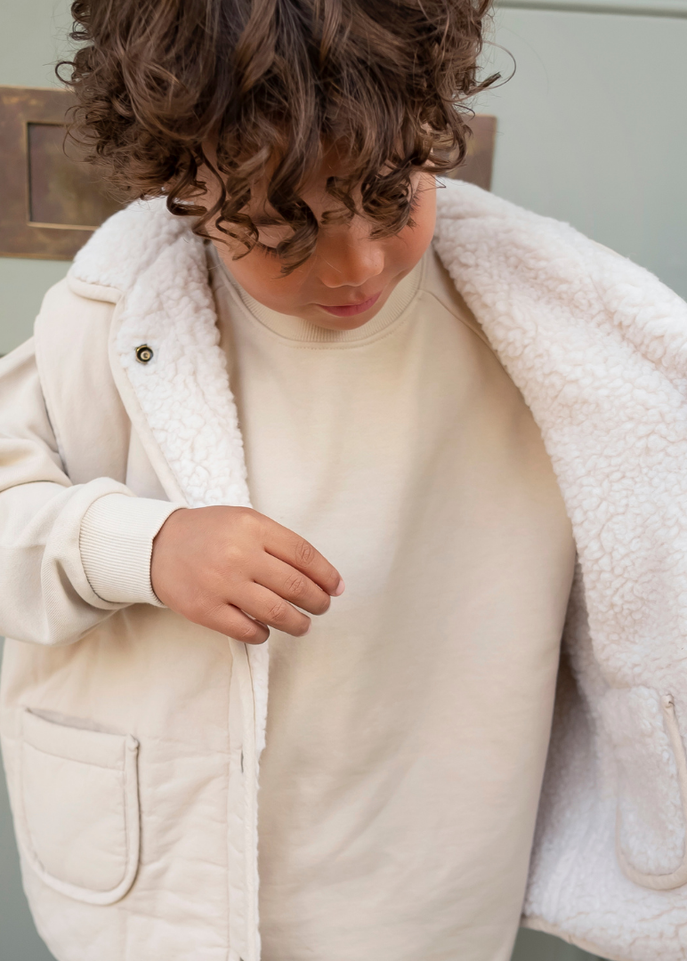 Reversible Teddy Body Warmer in Beige