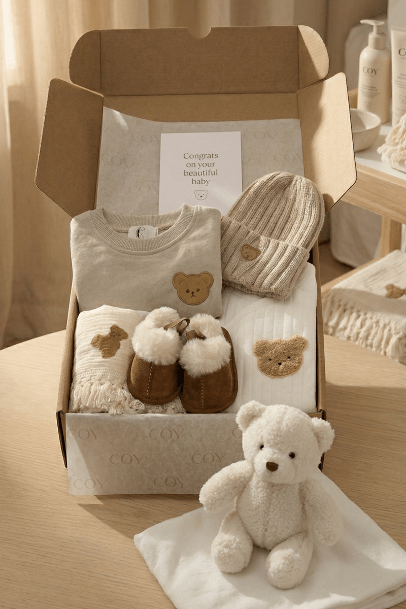 The VIP Cozy Boucle Baby Bear Personalised Gift Box - Cozy Crew Club