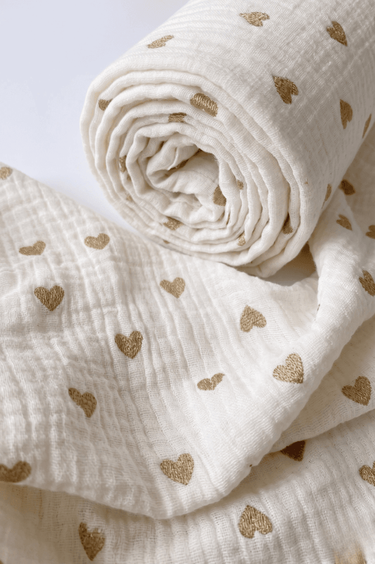 The Love Heart Muslin Blanket Swaddle - Cozy Crew Club