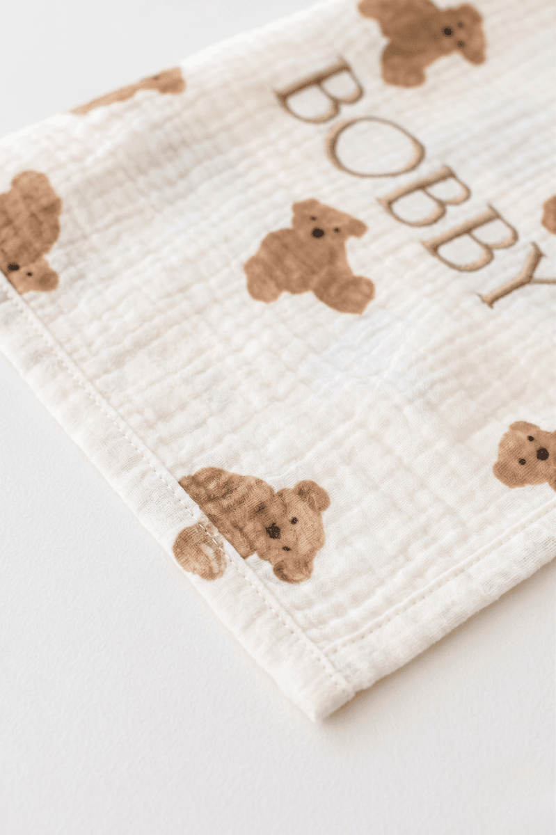The Bear Muslin Blanket Swaddle - Cozy Crew Club