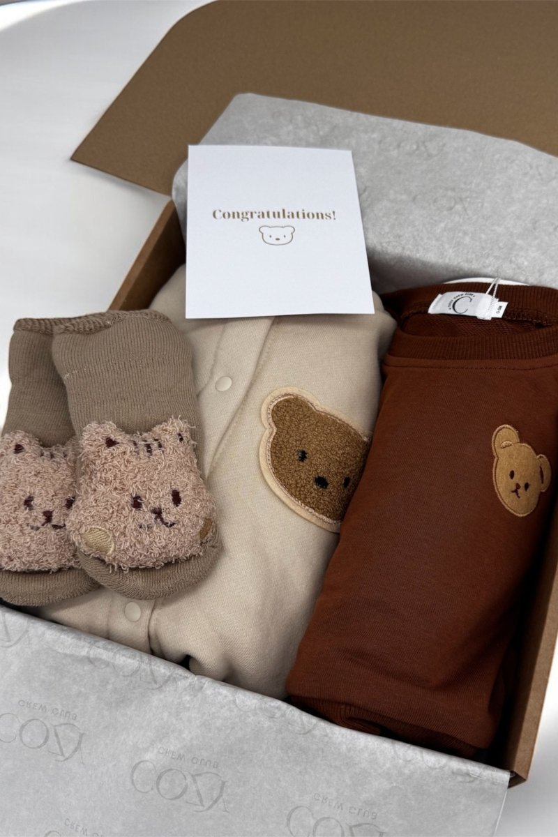 The Cozy Ultimate Bear Tracksuit + Playsuit + Socks Personalised Gift Box - Cozy Crew Club