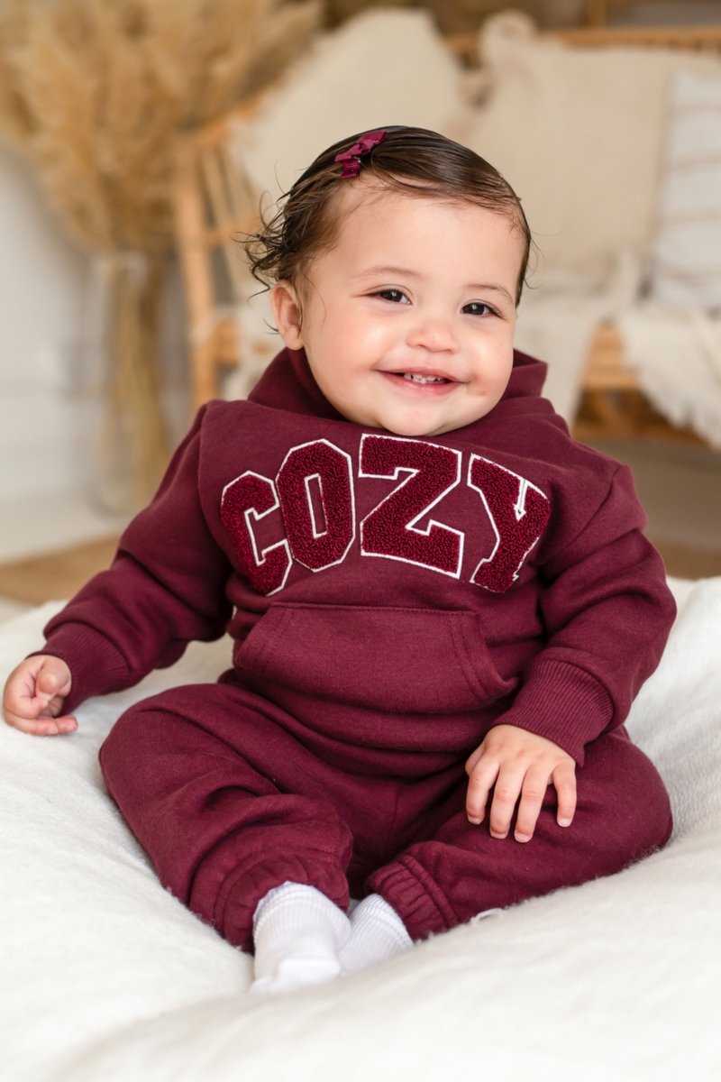 COZY Mini Tracksuit Burghundy Set - Cozy Crew Club