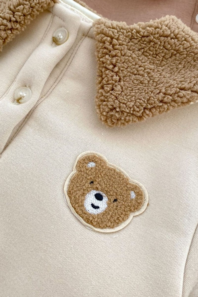 The Winter Fur Bear Hooded Pramsuit - Cozy Crew Club