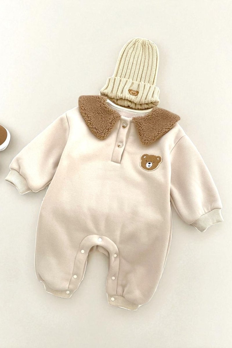 The Winter Fur Bear Hooded Pramsuit - Cozy Crew Club