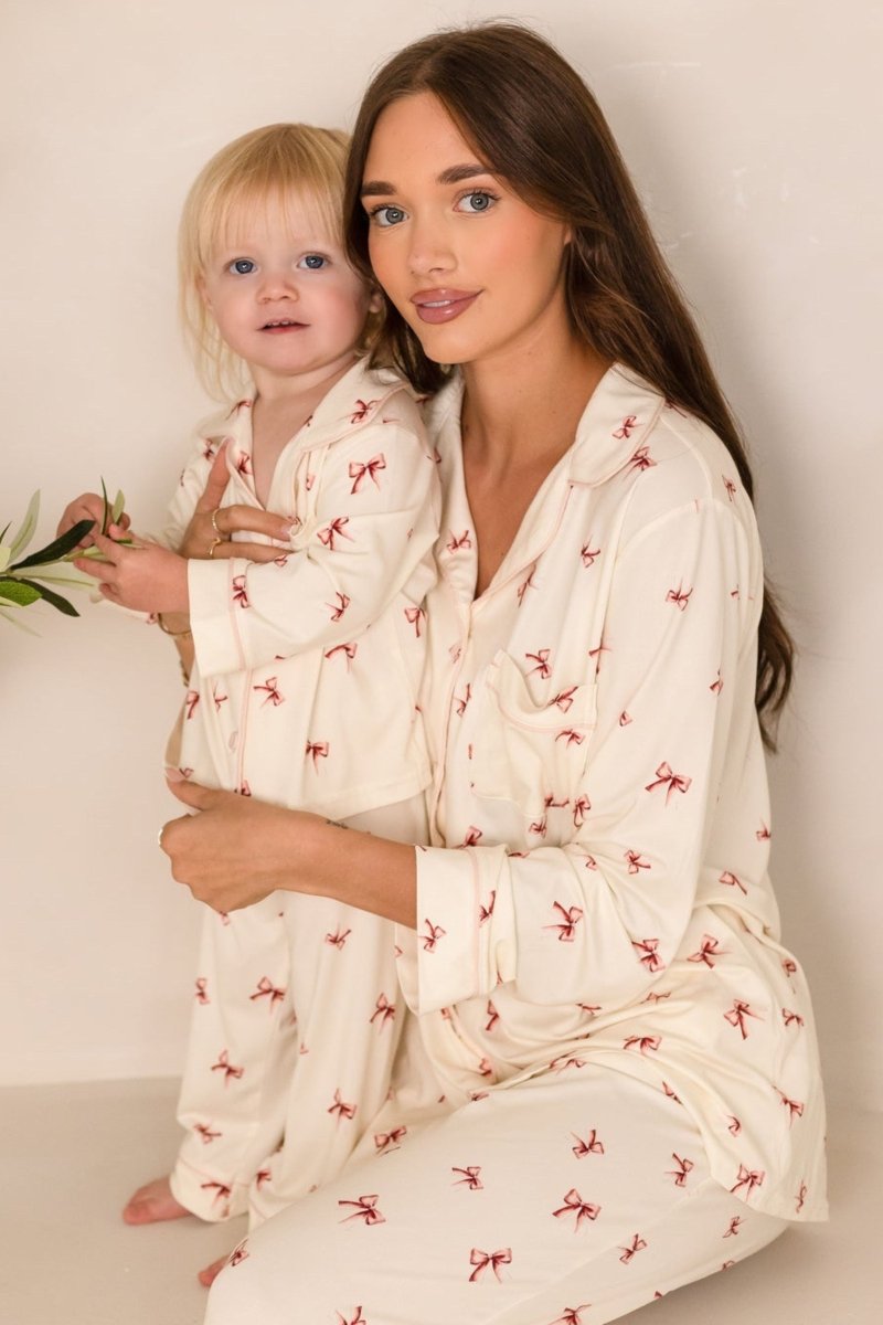 Mini COZY Rosy Ribbon Pyjamas Set - Cozy Crew Club