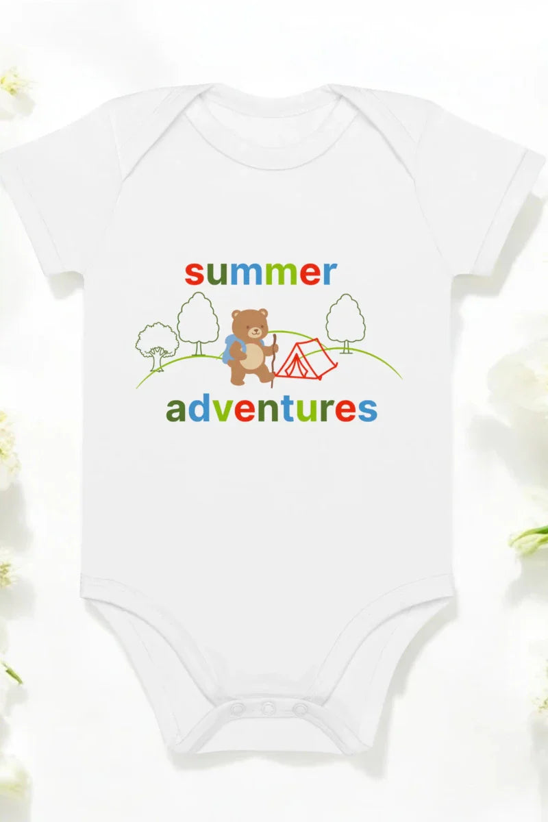 Summer Adventures Bodysuit in White - Cozy Crew Club