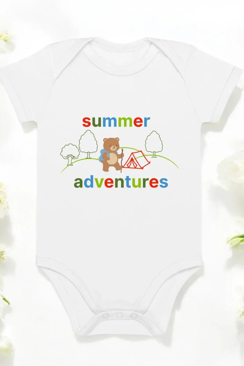 Summer Adventures Bodysuit in White - Cozy Crew Club