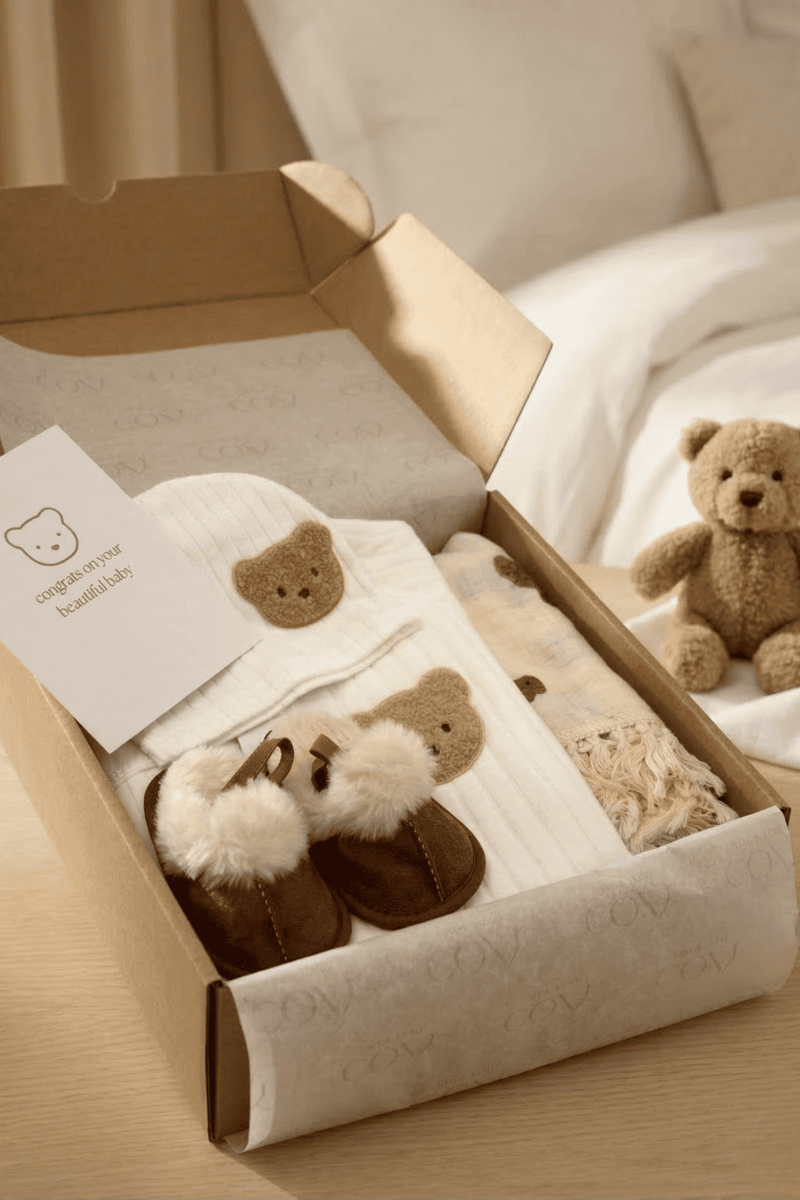 The Cozy Boucle Baby Bear Personalised Gift Box - Cozy Crew Club