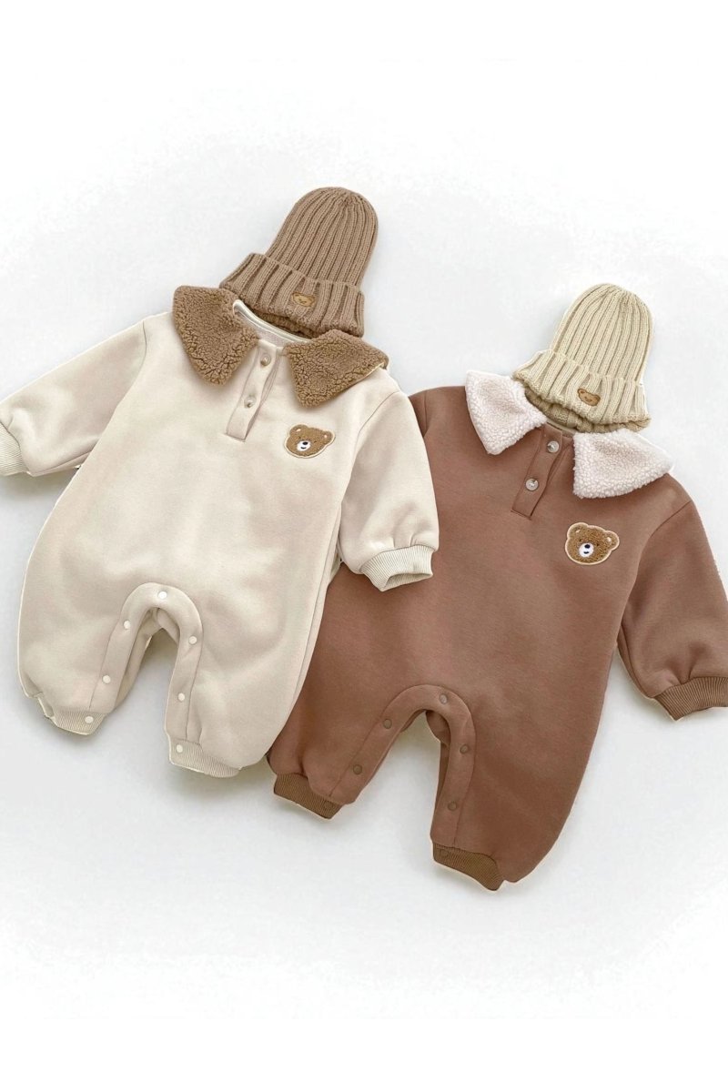 The Winter Fur Bear Hooded Pramsuit - Cozy Crew Club