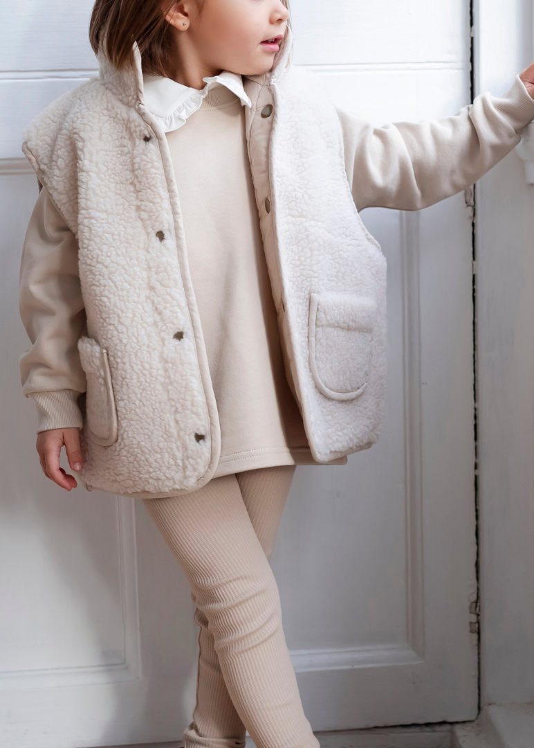 Ribbed Leggings in Beige