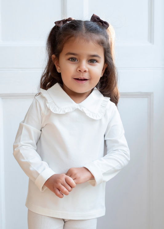 Cotton Frill Collar Top in White