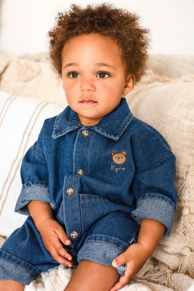 Bear Denim Piece Light or Dark Denim - Cozy Crew Club