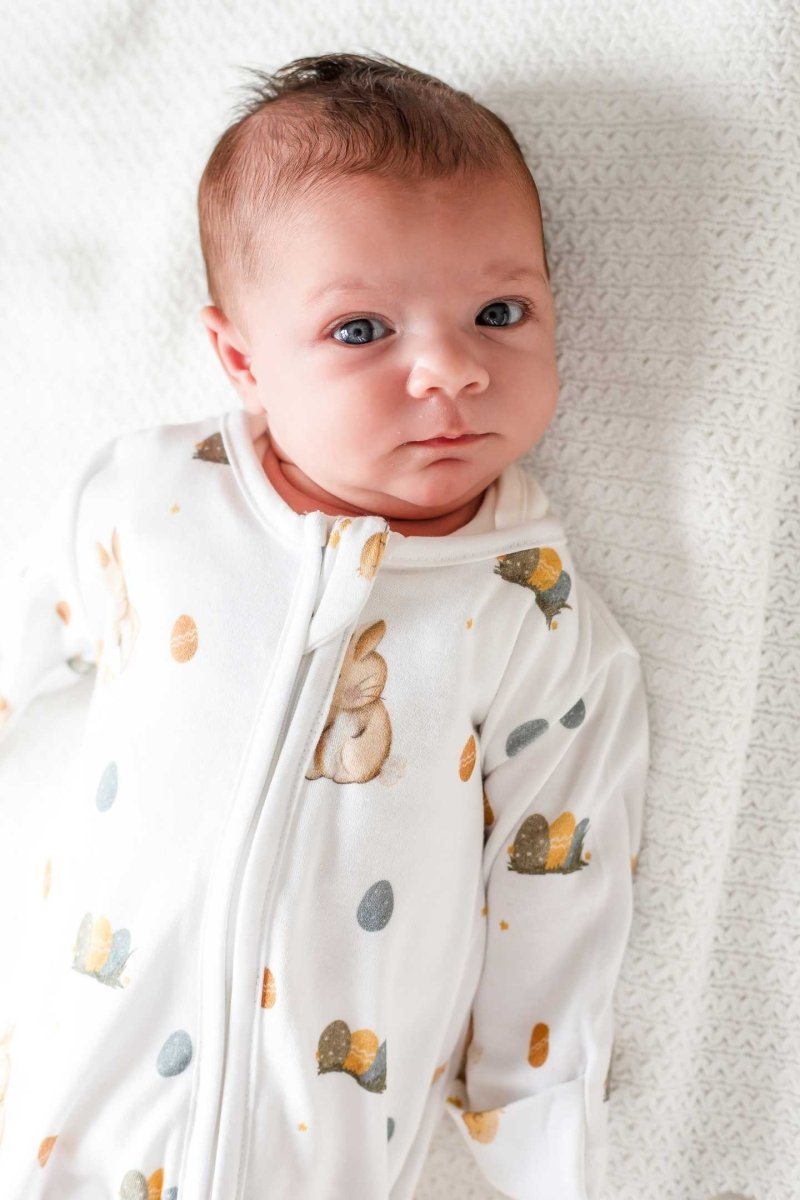 Cozy Easter Bunny Bamboo & Organic Cotton Zip Sleepsuit One Piece - Cozy Crew Club