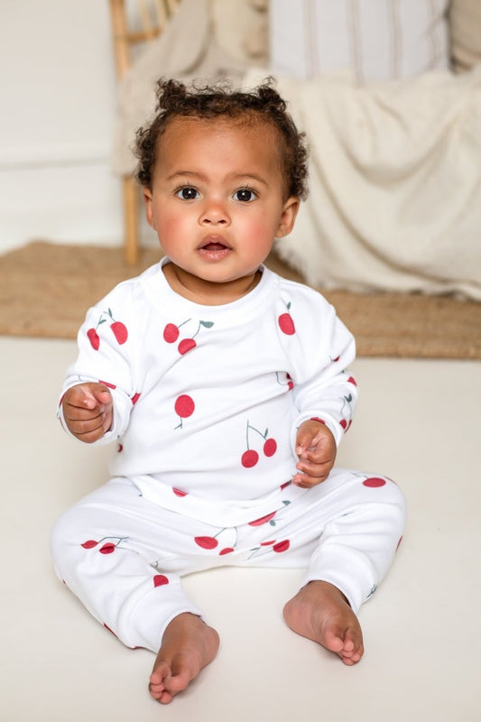 Cherry Bamboo & Organic Cotton Two-Piece Set Long Sleeve Pyjamas - Cozy Crew Club