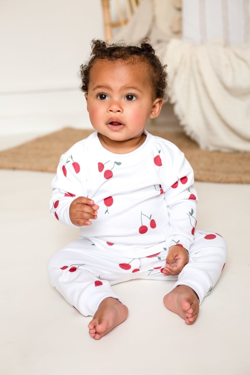 Cherry Bamboo & Organic Cotton Two-Piece Set Long Sleeve Pyjamas - Cozy Crew Club
