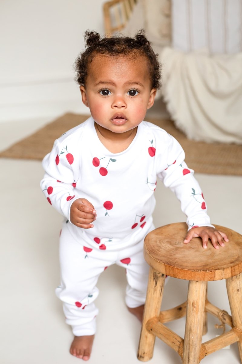 Cherry Bamboo & Organic Cotton Two-Piece Set Long Sleeve Pyjamas - Cozy Crew Club