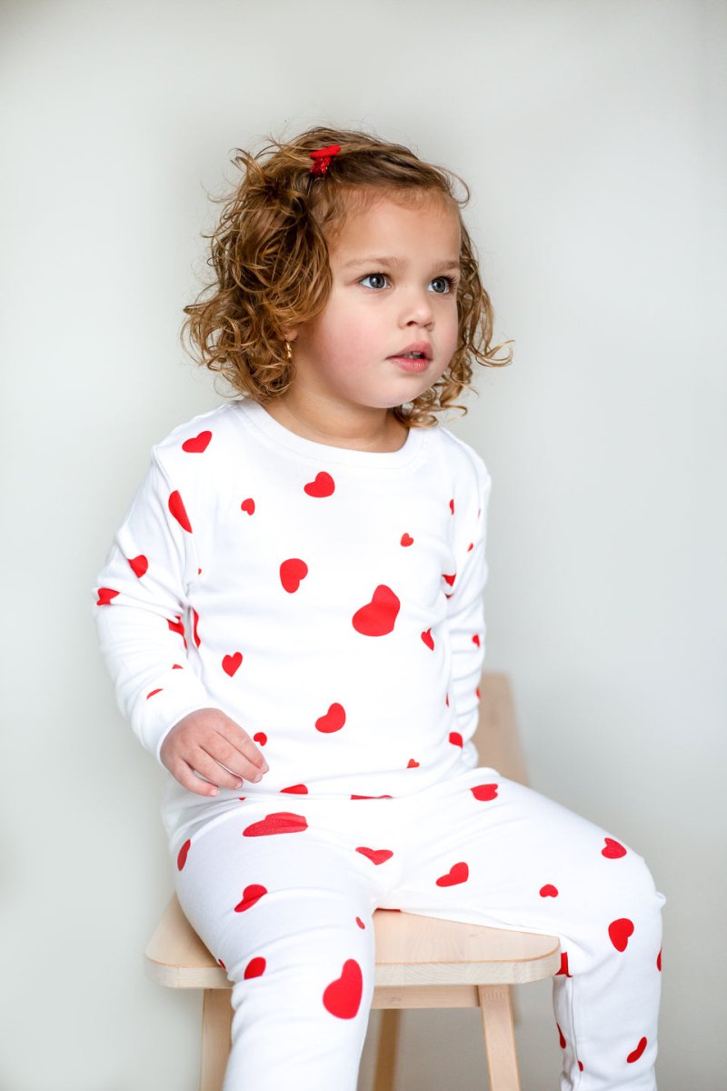 Love Heart Bamboo & Organic Cotton Two-Piece Set Long Sleeve Pyjamas - Cozy Crew Club