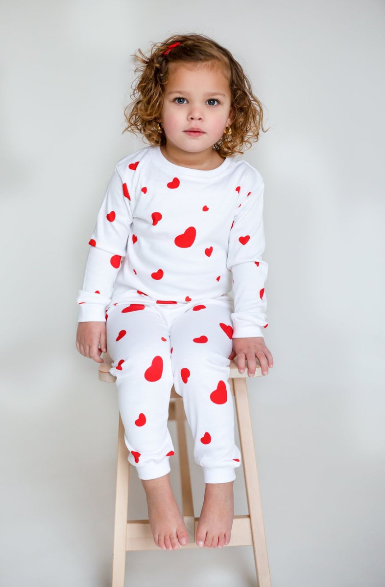 Love Heart Bamboo & Organic Cotton Two-Piece Set Long Sleeve Pyjamas - Cozy Crew Club