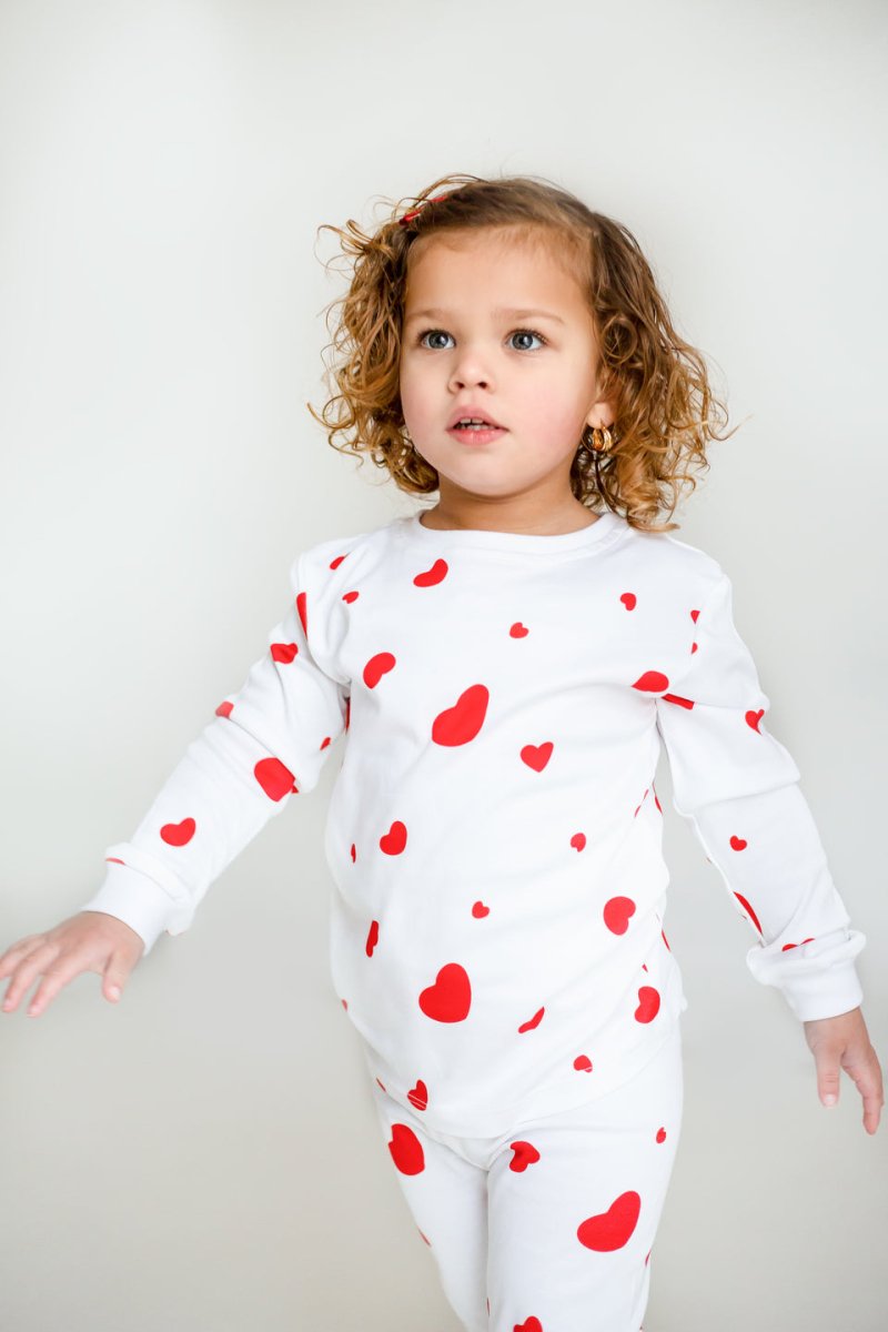 Love Heart Bamboo & Organic Cotton Two-Piece Set Long Sleeve Pyjamas - Cozy Crew Club