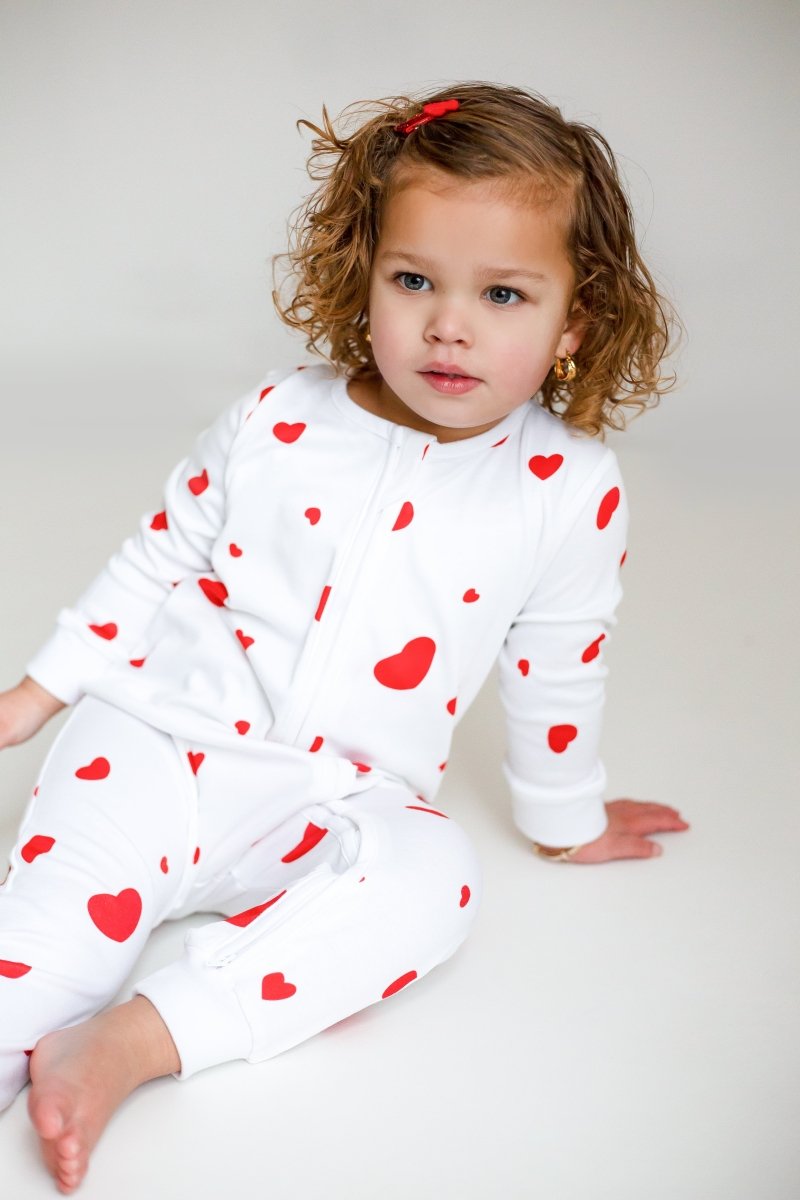 Love Heart Bamboo & Organic Cotton Zip Sleepsuit One Piece - Cozy Crew Club