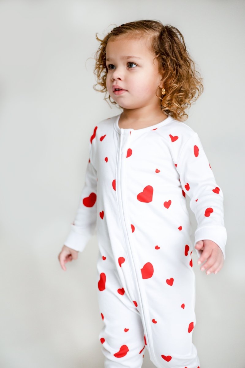 Love Heart Bamboo & Organic Cotton Zip Sleepsuit One Piece - Cozy Crew Club