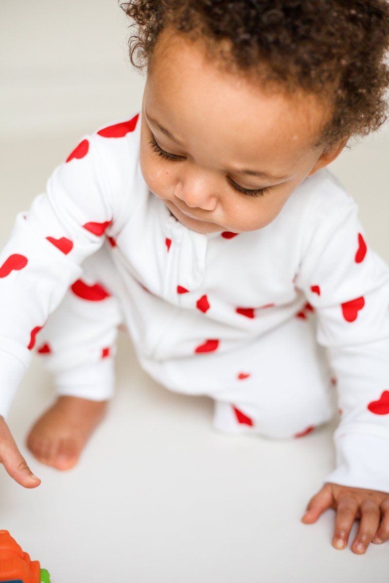 Love Heart Bamboo & Organic Cotton Zip Sleepsuit One Piece - Cozy Crew Club
