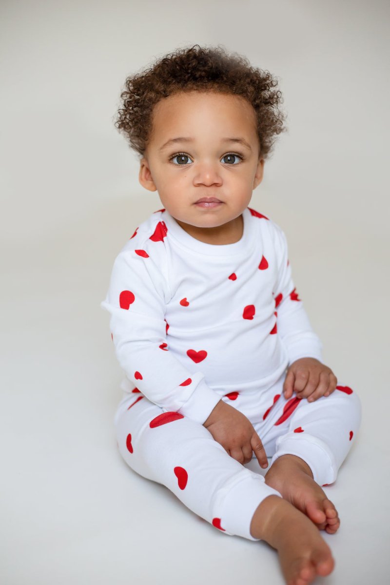 Love Heart Bamboo & Organic Cotton Two-Piece Set Long Sleeve Pyjamas - Cozy Crew Club