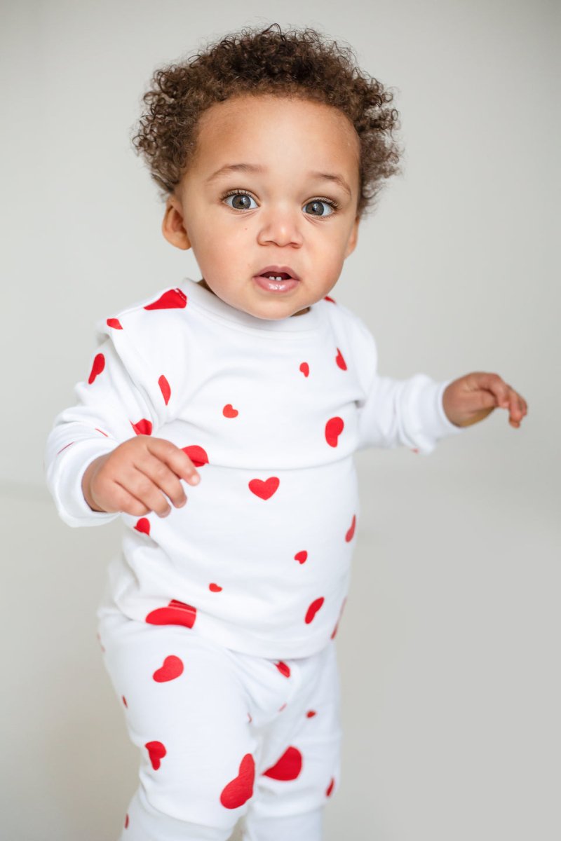 Love Heart Bamboo & Organic Cotton Two-Piece Set Long Sleeve Pyjamas - Cozy Crew Club