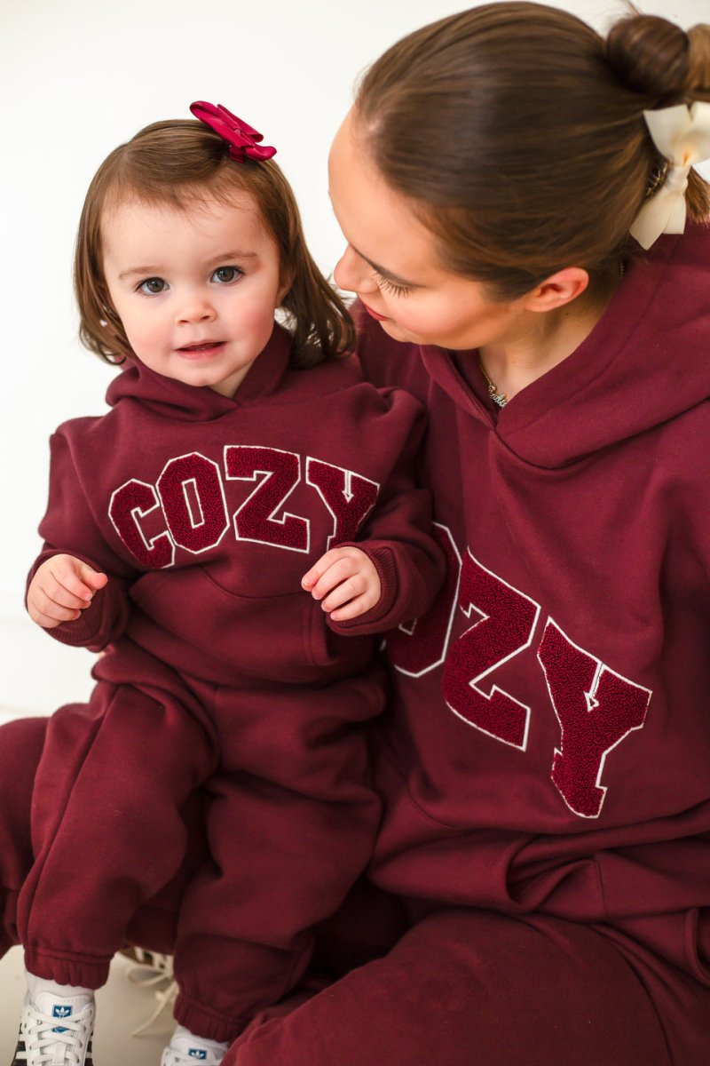 COZY Mini Tracksuit Burghundy Set - Cozy Crew Club