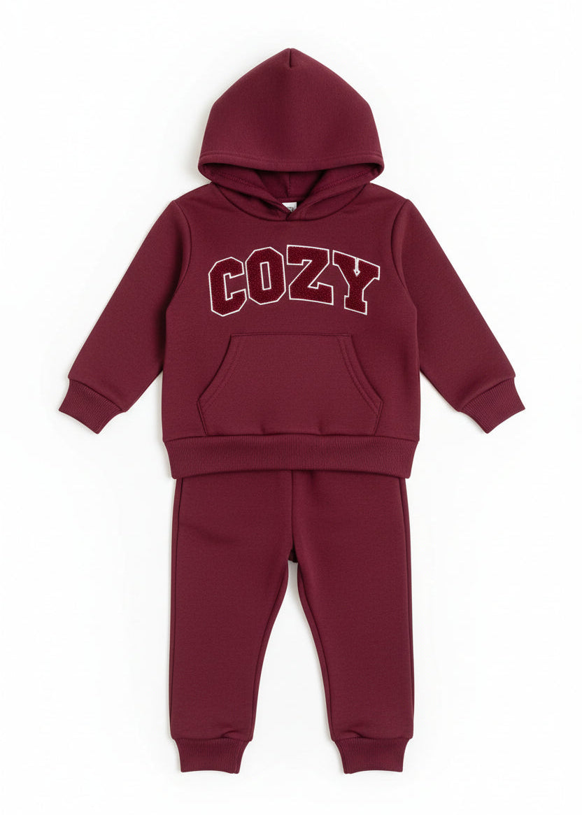 Cozy Mini Tracksuit Burghundy in Red