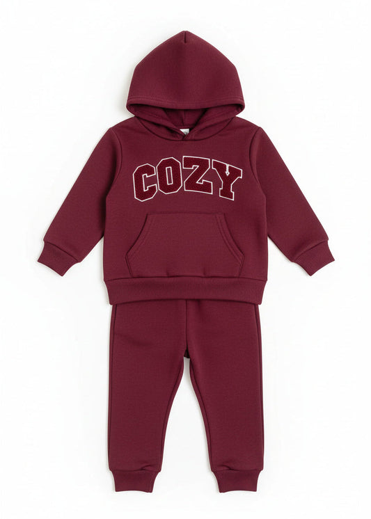 Cozy Mini Tracksuit Burghundy in Red