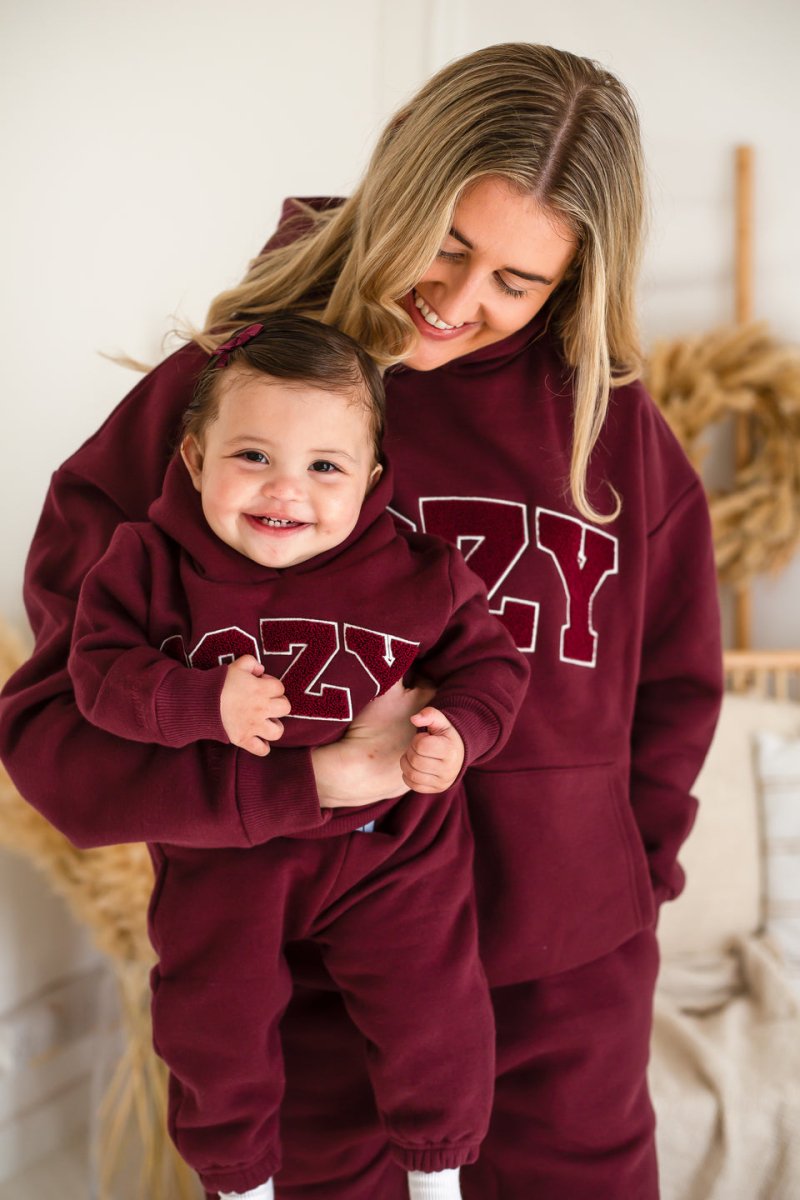 COZY Mini Tracksuit Burghundy Set - Cozy Crew Club