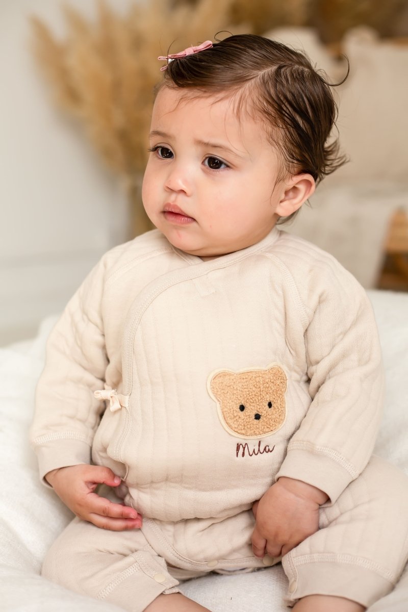 The Teddy Bear Boucle Wrap Baby Grow Romper - Cozy Crew Club